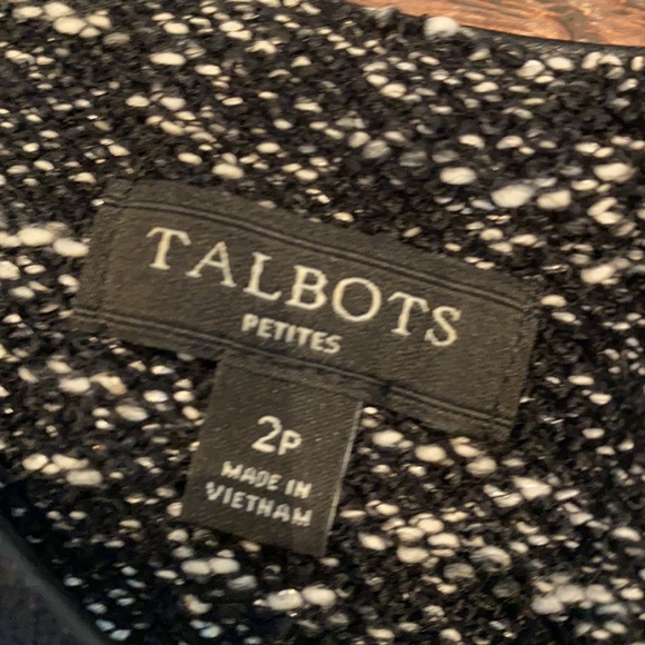 Marled Tweed A-Line Dress black with faux leather trim size 2P - Picture 12 of 14